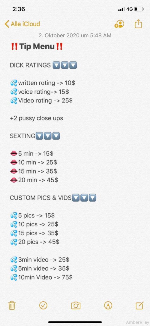 amberriley 01 10 2020 999666566 ‼️BECAUSE SO MANY OF YOU ASKED ME I FINALLY CREATED A TIP MENU ‼️???
