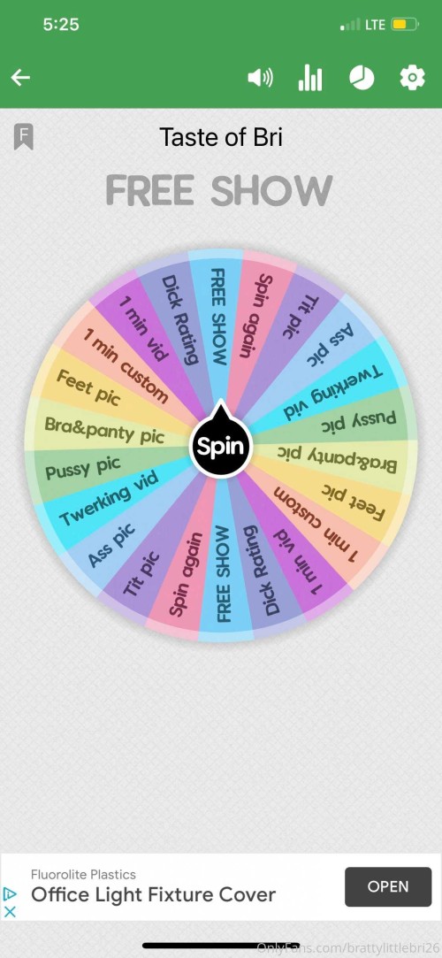 brattylittlebri26 15 04 2021 2084101166 ?Try Your Luck? Tip $5 for a spin at my tasty wheel